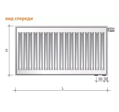 Сталевий радіатор, нижнє підключення, 10 тип, 500х1100 мм (шт.)(гиг.) PURMO