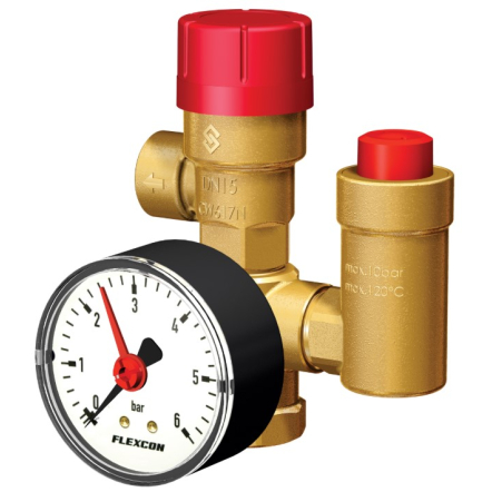 Група безпеки котлів до 60 кВт Flamco 3/4" 2,5 бар