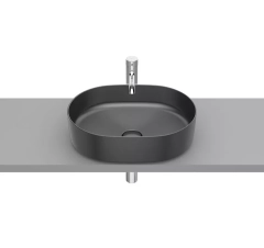 Inspira Round раковина-чаша, розмір 370x500 мм, з керамічною декоративною кришкою донного клапану ∅ 72 мм, колір: Onyx ROCA