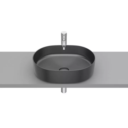 Inspira Round раковина-чаша, розмір 370x500 мм, з керамічною декоративною кришкою донного клапану ∅ 72 мм, колір: Onyx