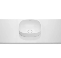 Inspira Soft раковина напіввбудована зверху, розмір 370x370 мм, з керамічною декоративною кришкою донного клапану ∅ 72 мм ROCA