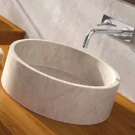 Раковина кругла 420x130, накладна, камінь, бежевий, BALI Beige