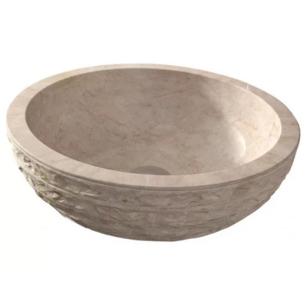 Раковина кругла 450x150, накладна, камінь, бежевий, PUKET Beige