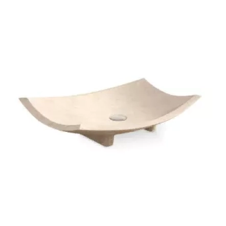 Раковина прямокутна 600х400x150, накладна, камінь, бежевий, BORA BORA Beige