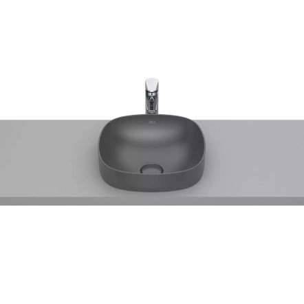 Inspira Soft раковина напіввбудована зверху, розмір 370x370 мм, з керамічною декоративною кришкою донного клапану ∅ 72 мм, колір: Onyx