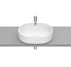 Inspira Round раковина-чаша, розмір 370x500 мм, з керамічною декоративною кришкою донного клапану ∅ 72 мм, колір: білий матовий ROCA
