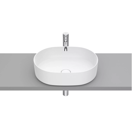 Inspira Round раковина-чаша, розмір 370x500 мм, з керамічною декоративною кришкою донного клапану ∅ 72 мм, колір: білий матовий