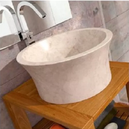 Раковина кругла 450x200, накладна, камінь, бежевий, MANILA Beige