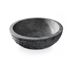 Раковина кругла 450x150, накладна, камінь, чорний, PUKET Negro