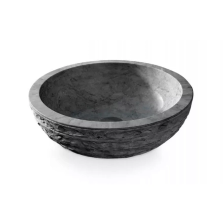Раковина кругла 450x150, накладна, камінь, чорний, PUKET Negro