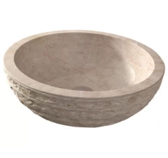 Раковина кругла 450x150, накладна, камінь, бежевий, PUKET Beige