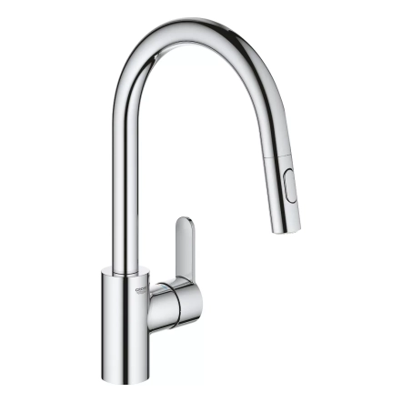 Змішувач для мийки з висувним аератором GROHE Eurostyle Cosmopolitan, високий виливши, хром