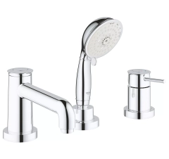 Bau Classic Одноважільний змішувач на борт ванни на три отвори, хром Grohe